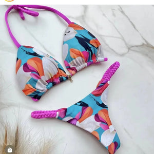 2024 Women Bikini suit Sexy Strap Printed Swimsuit