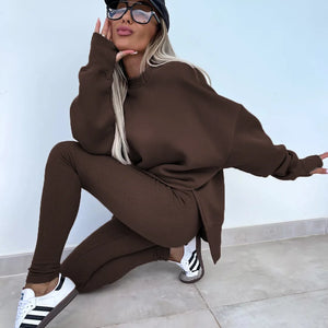 Women Tracksuit Sports Two Piece Set Casual Oversized Sweatshirts And Jogger Pants Set Fleece Sports Suits Workout Outfits Set