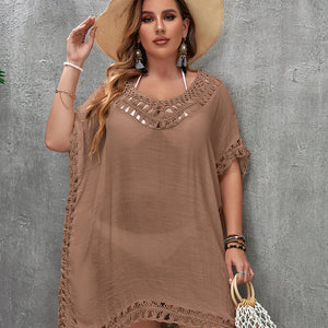 CROCHET BIKINI Plus Size Beach Tunic Women Swimwear Summer Sun Protection Clothes Cover Up Swim Beach Dress