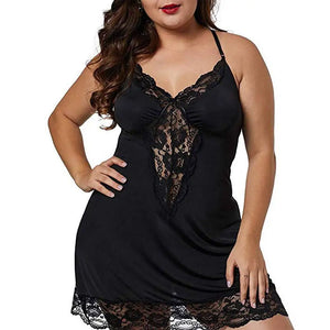 Plus Size Sexy Club Basis Dress for Women 2023 Large Size Lace Camisole Pajamas Short Mini Skirt Sleepwear Female Clothing