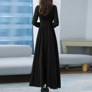 ZANZEA Autumn Women Fashion Party Dress Long Sleeve A-line Long Sundress Solid Holiday Maxi Dresses Vestidos Femme Vintage Robe