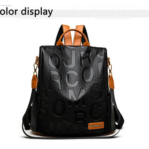 New Fashion Luxury Women's Designer Letter Printing Leather Backpacks Large Capacity Travel Shoulder Bags Totes School Bag Sac