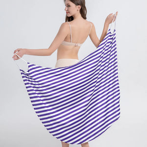 Plus Size 5XL Beach Cover Up Women Striped Towel Dress Wearable Robes Towel Beach Dress Bikini Strapless Swimsuit Bathing Suit