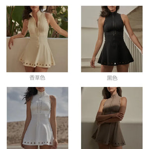 Summer sports and fitness dress for women, breathable, tight, comfortable, hollow back with chest cushion, tennis dress