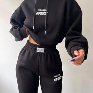 Women Thickened Tracksuit Autumn Winter Warm Hoodies Top Pant Suits Sweatshirts Jogging Pant Outfits Sweatpants 2 Piece Sets