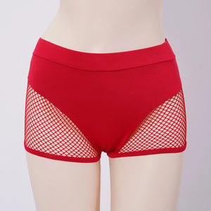 Womens Hollow Out Fishnet Booty Shorts Sexy Lingerie Mid Waist Stretchy Hot Pants for Sports Fitness Yoga Pole Dancing Swimming