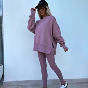 Women Tracksuit Sports Two Piece Set Casual Oversized Sweatshirts And Jogger Pants Set Fleece Sports Suits Workout Outfits Set