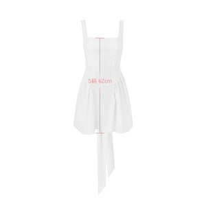 Mingmingxi Summer Mini Backless A Line Dress Sexy White Big Bow Dress Casual Women Birthday Holiday Dress New Arrivals