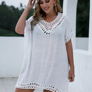 CROCHET BIKINI Plus Size Beach Tunic Women Swimwear Summer Sun Protection Clothes Cover Up Swim Beach Dress