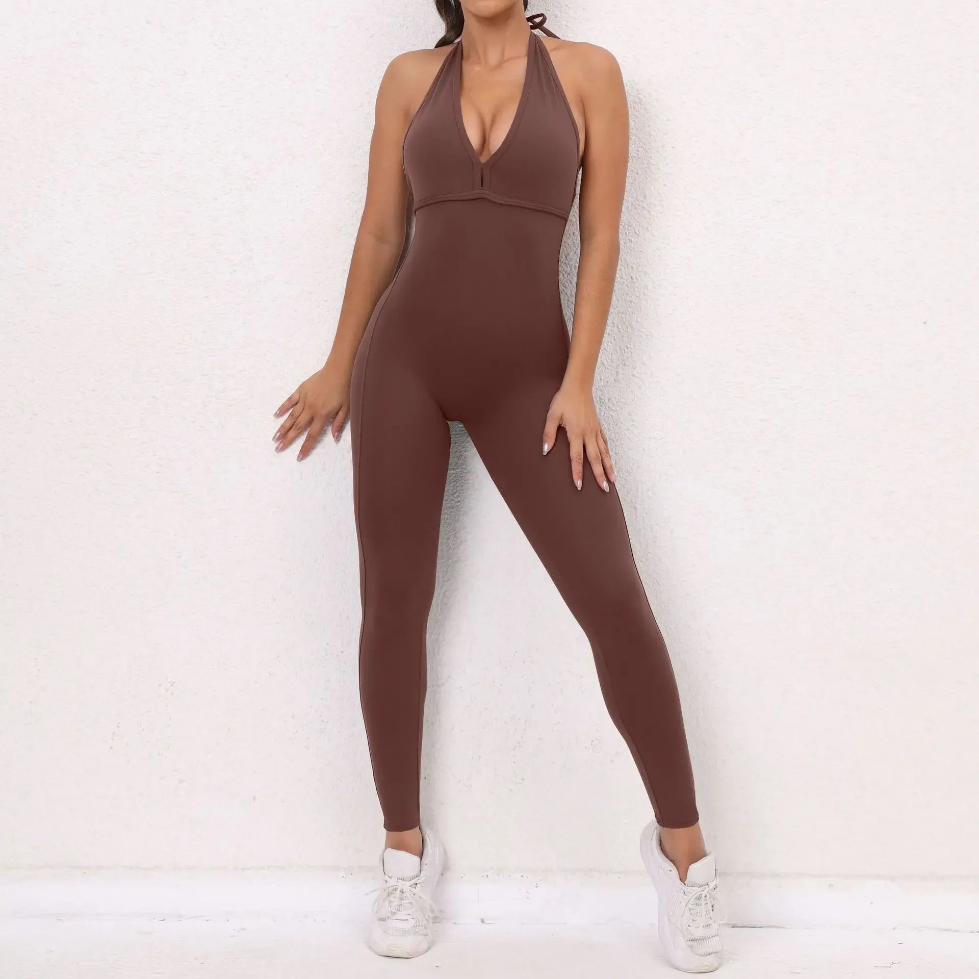 Sexy Backless Scrunch Sporty Jumpsuit Raises Butt One Piece Women Clothing Sleeveless Gym Fitness Yoga Dance Overalls Black Red