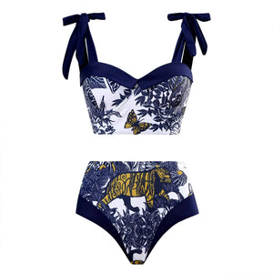 2023 New Arrival Push Up Women Bikini Set Floral Printed Ruffle Bikinis Strappy Bandage Swimwear Brazilian Biquini Bathing Suit