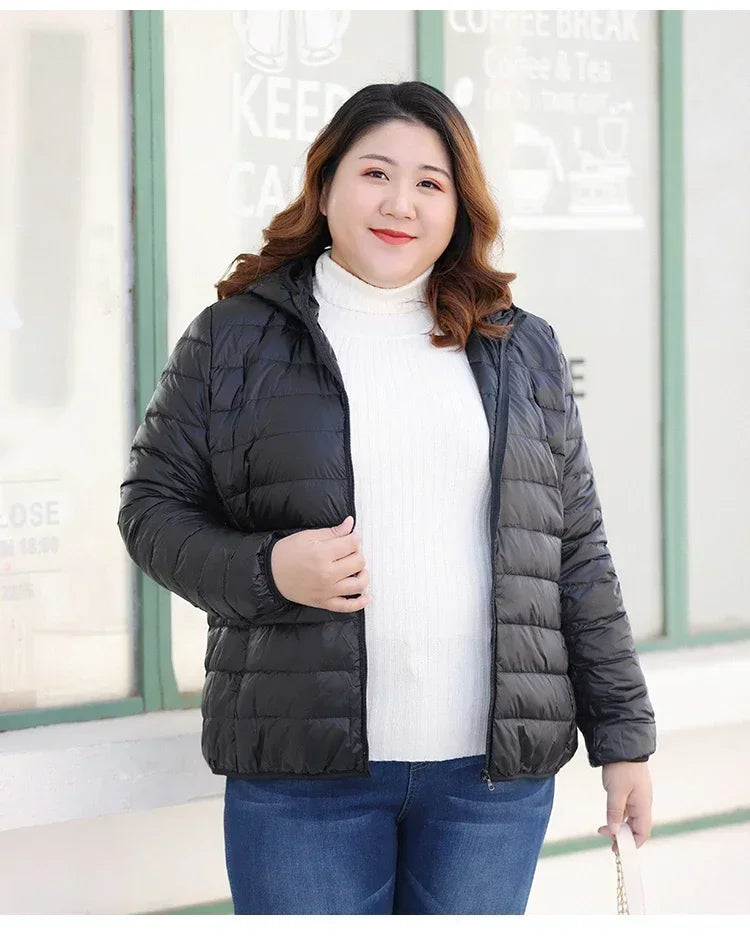 Plus Size 7xl 6xl 5xl Fall Women's Lightweight Water-Resistant Packable Hooded Jackets Autumn Winter Warm Female Down Coats