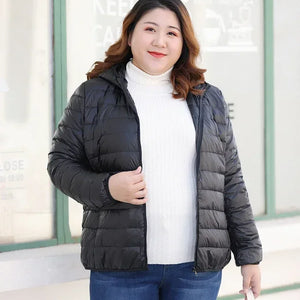 Plus Size 7xl 6xl 5xl Fall Women's Lightweight Water-Resistant Packable Hooded Jackets Autumn Winter Warm Female Down Coats