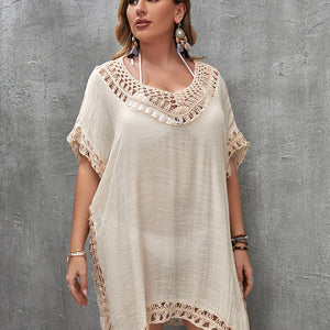 CROCHET BIKINI Plus Size Beach Tunic Women Swimwear Summer Sun Protection Clothes Cover Up Swim Beach Dress