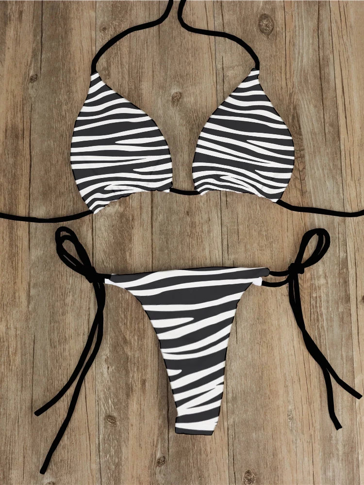 Animal Printed Summer Swimsuit Women Sexy Bikini Underpants Thong G-Strings Swimming Trunks Beachwear Bathing Female Sexy Swims