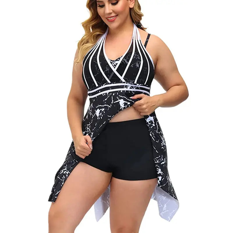 Summer Women's Swimsuit 2024 New Halter Swimdress Plus Size Swimwear Two Piece Tankini Swimsuits