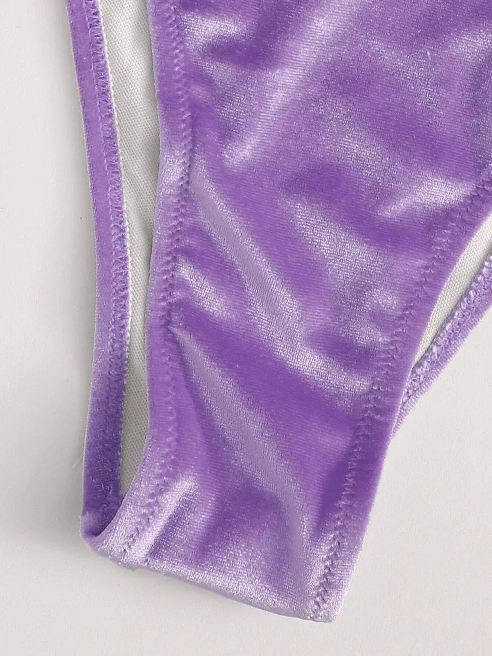 Purple Velvet Swimsuit Sexy String Halter Triangle Bikinis Set Mujer Micro Thong Swimwear Women Biquini Bikinis Set Bathing Suit