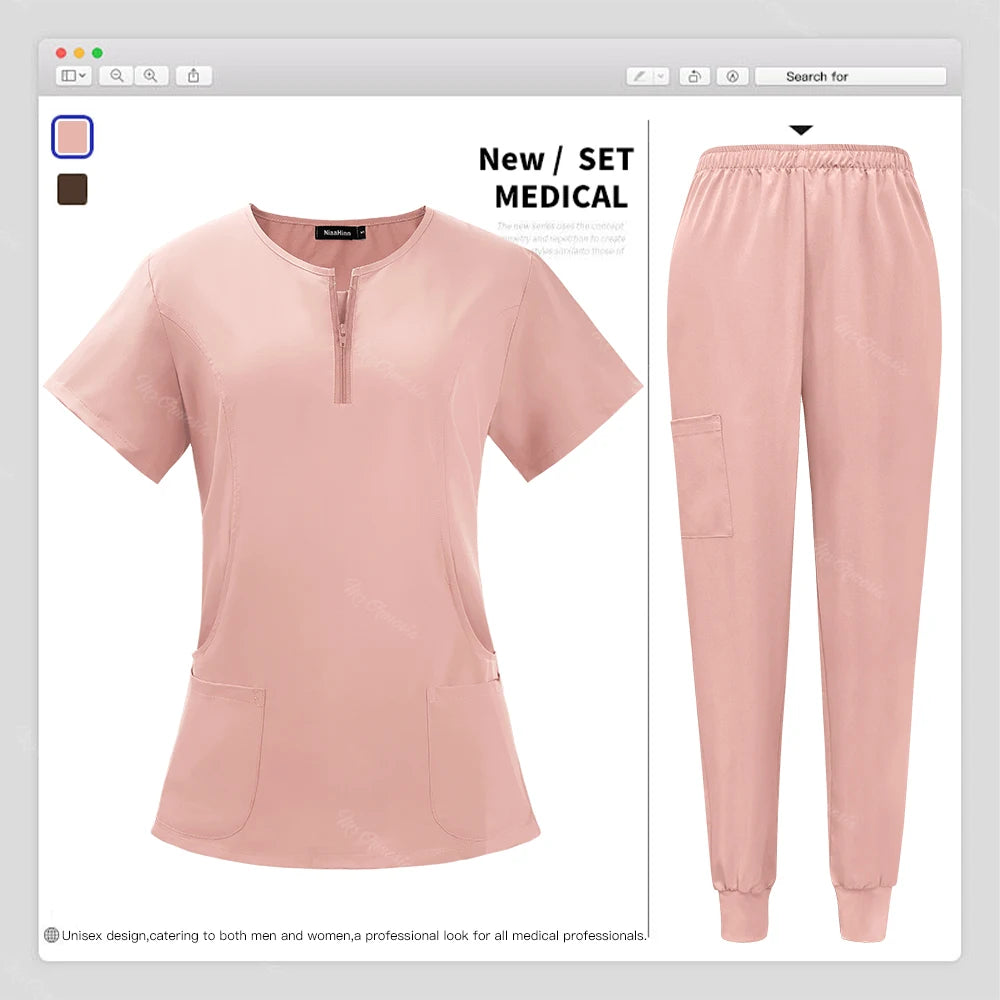 Surgical Uniforms Woman Nursing Sets Pocket Top Jogging Pants Medical Nurse Uniforms Scrubs Clinical Beauty Salon Hospital Suits