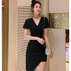 2024 Summer Korean Version New Fashion Sexy Temperament Dresses for Women Slim Fit and Slim Sexy Wrap Hip Skirt Trend