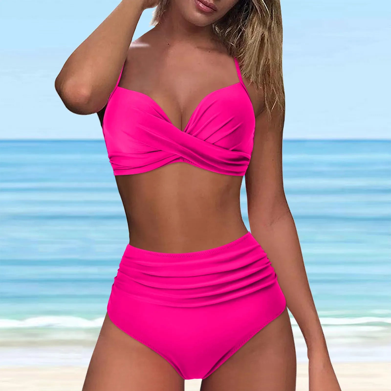 Floral Twist High Waist Bikini Set Swimsuit For Women Push Up Two Pieces Swimwear 2023 Beach Bathing Suits Women Swimwear