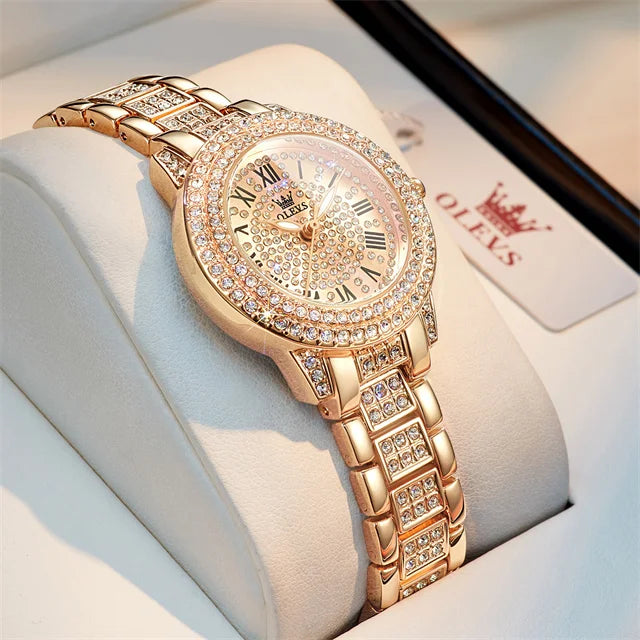 OLEVS 9943 Diamond Accent Round Women's Watch (Color: Full Diamonds)