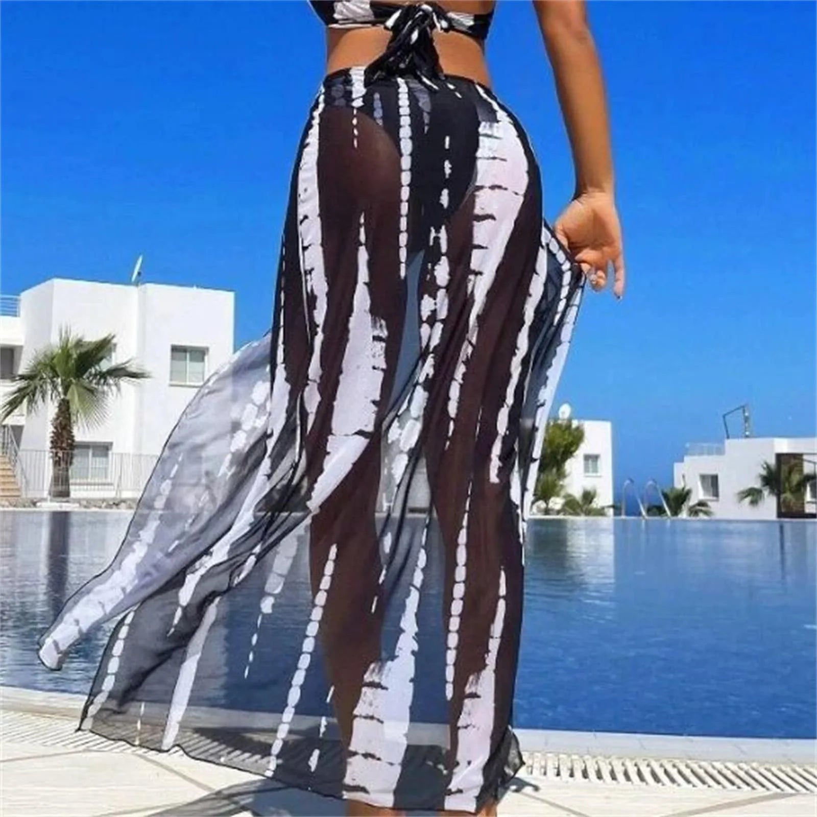 3 Pieces Halter Ring Link Bikini 2024 Women Cut Out Side Cover Up Dress Hollow Out Swimsuit Bathing Suit Female Sexy Swimwear