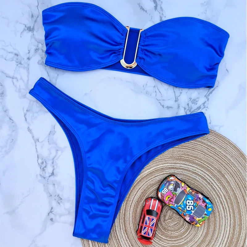 Strapless Push Up Swimwear Women Sexy Bikini Sets 2024 Summer Fashion Micro Bikini Women Low Waist Maillots De Bain Femme