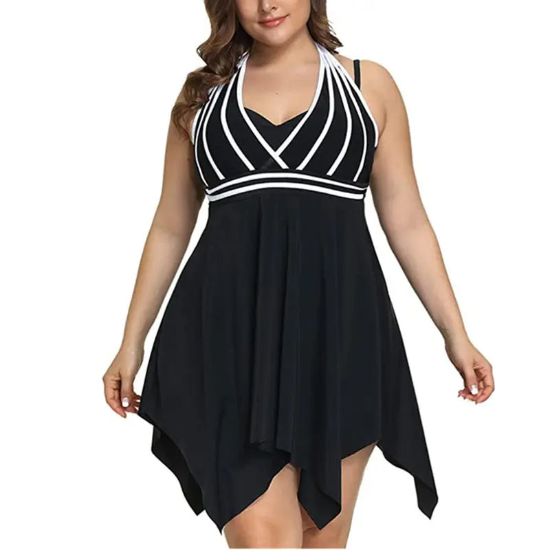 Summer Women's Swimsuit 2024 New Halter Swimdress Plus Size Swimwear Two Piece Tankini Swimsuits