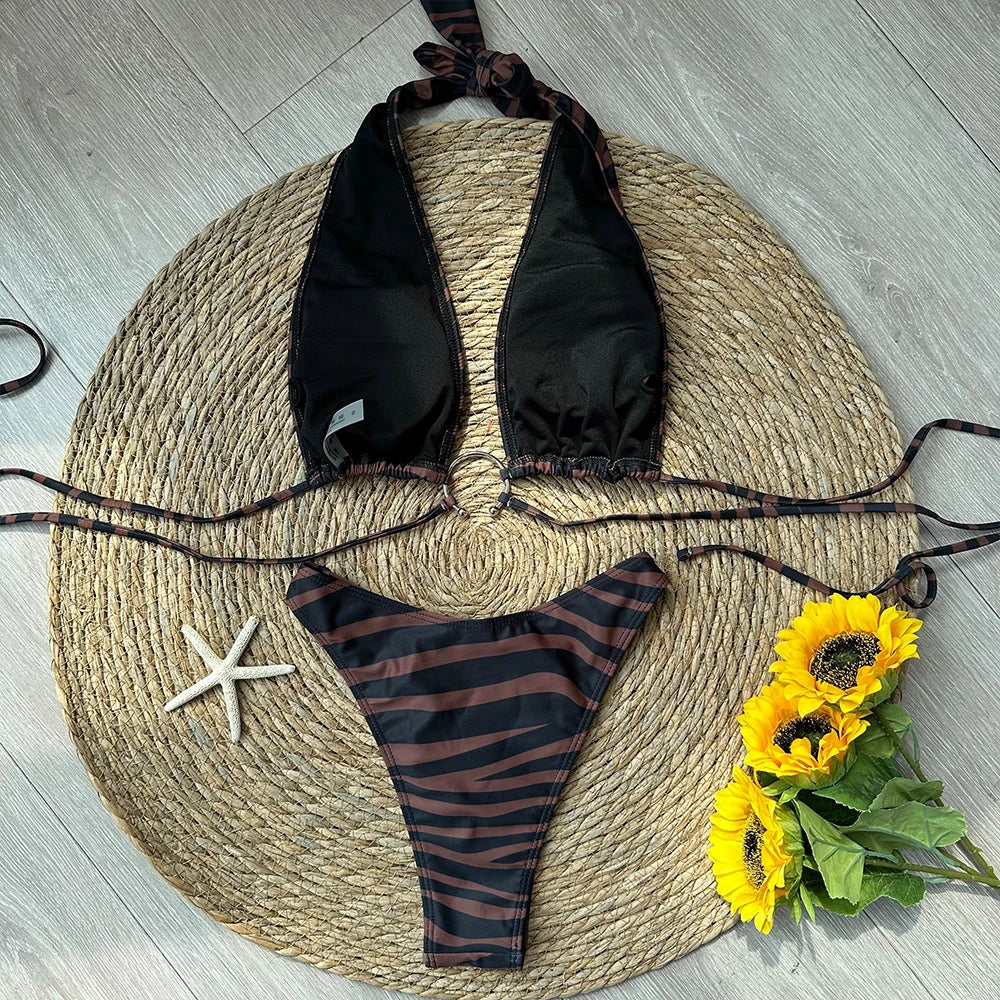 Halter Bikini 2024 Sexy Women Swimsuit Female Swimwear Micro Bikini Set Swimming Suit Beachwear Patchwork Brazilian Biquini