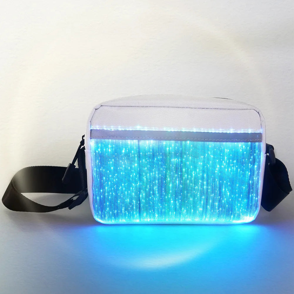 2024 Luminous LED Colorful Single-Shoulder Bags High Street Crossbody Bag Optical Fiber Fabric Fashion Square Bag 가방 сумка Bolso