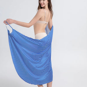 Plus Size 5XL Beach Cover Up Women Striped Towel Dress Wearable Robes Towel Beach Dress Bikini Strapless Swimsuit Bathing Suit