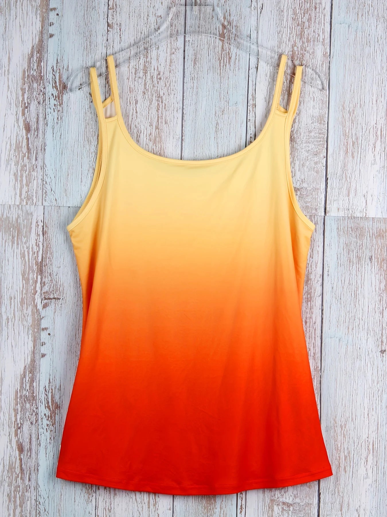 Plus Size Ombre Cut Out Cami Top Casual Crew Neck Sleeveless Top For Summer Women's Plus Size Clothing