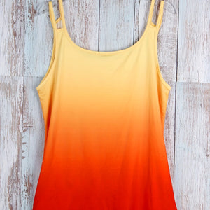 Plus Size Ombre Cut Out Cami Top Casual Crew Neck Sleeveless Top For Summer Women's Plus Size Clothing