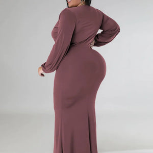 Wmstar Plus Size Party Dresses for Women Long Sleeve Stretch Sexy V Neck Elegant Maxi Dress Fall Clothes Wholesale Dropshipping