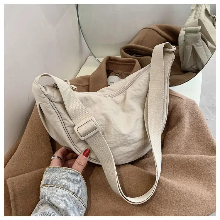 Upgraded Version Simple Design Women's Messenger Bag Nylon Hobos Small Shoulder Bags Vintage Female Girls Purse Cloth Handbags