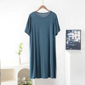 Plus size Summer women's Loose dress short sleeves solid color XL to 8XL  dresses