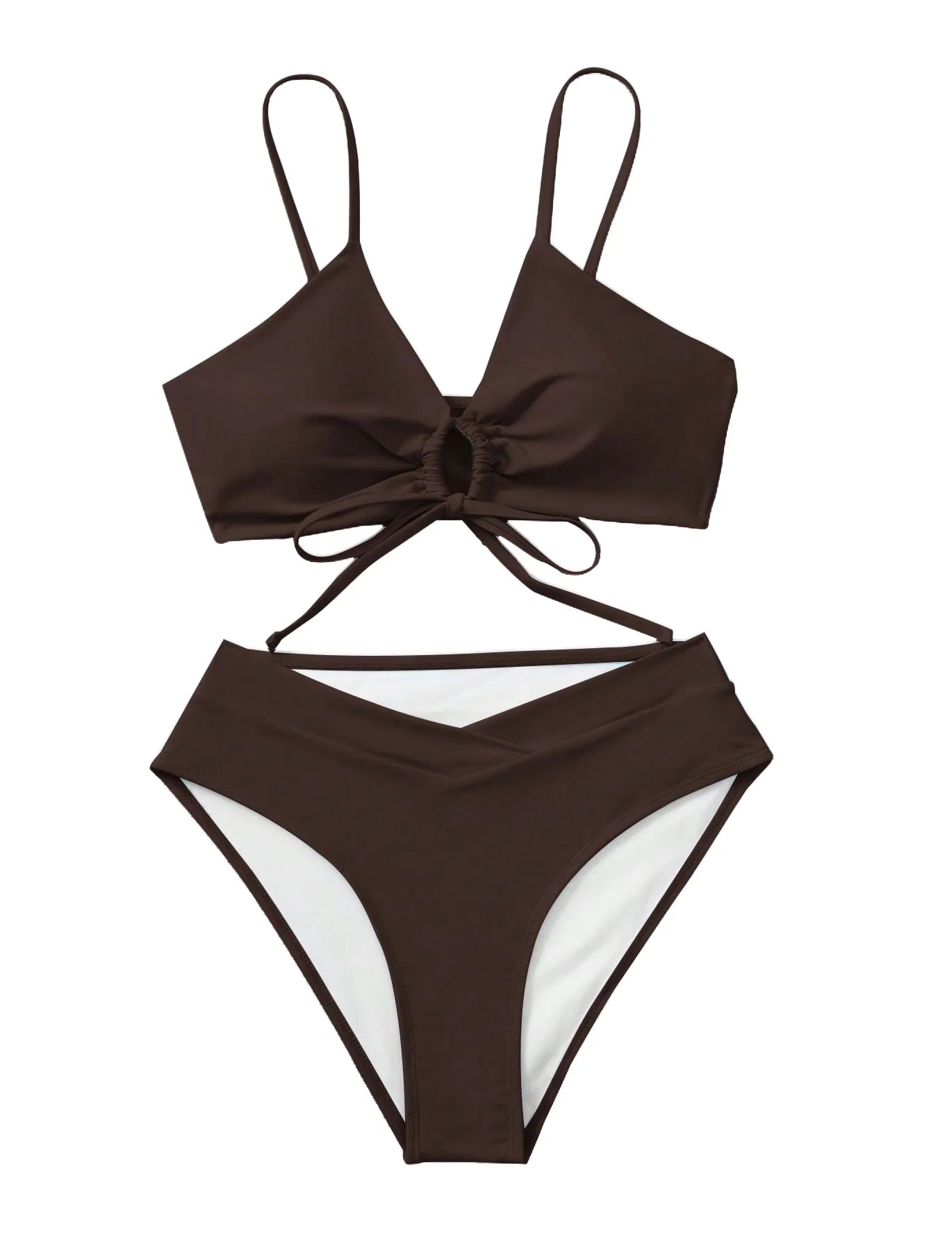 Tie Straps Female Bikini Suit 2 Pieces Beach Set V Type Waist Swimming Shorts Sexy Women Swimwear