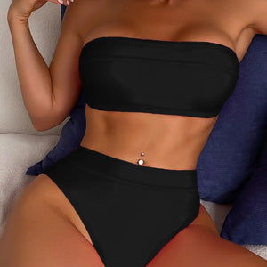 Sexy Bandeau High Leg Cut Female Swimsuit High Waist Bikini Women Swimwear Two-pieces Bikini set Bather Bathing Suit Swim K5444