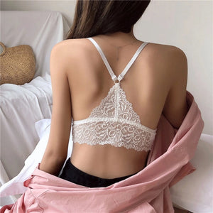 Bra Wireless Bras for Women Lingerie BH Lace Sexy Bralette Push Up Bra Plus Size Y-line Straps Backless Lace Bras Large Size