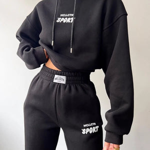 Women Thickened Tracksuit Autumn Winter Warm Hoodies Top Pant Suits Sweatshirts Jogging Pant Outfits Sweatpants 2 Piece Sets