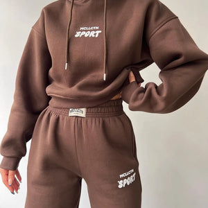 Women Thickened Tracksuit Autumn Winter Warm Hoodies Top Pant Suits Sweatshirts Jogging Pant Outfits Sweatpants 2 Piece Sets