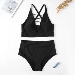 0XL - 4XL Sexy V Neck Bikini Large Size Swimwear Plus Size Women Swimsuit Female Two-pieces Bikini set Bather Bathing Suit V3783