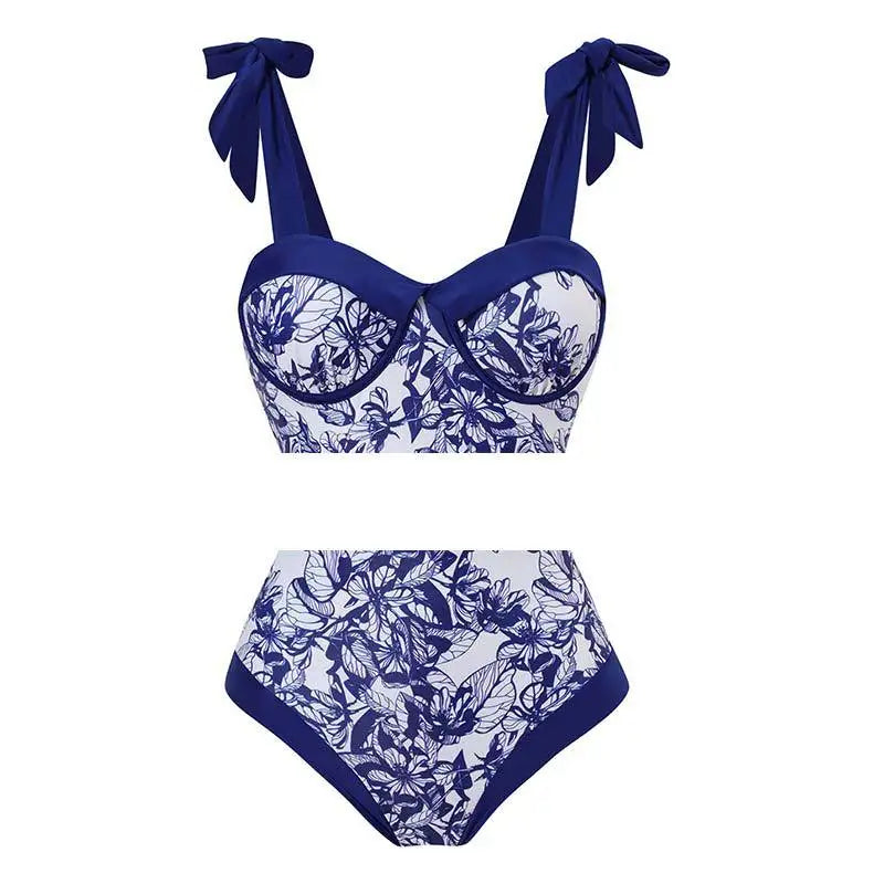 2023 New Arrival Push Up Women Bikini Set Floral Printed Ruffle Bikinis Strappy Bandage Swimwear Brazilian Biquini Bathing Suit