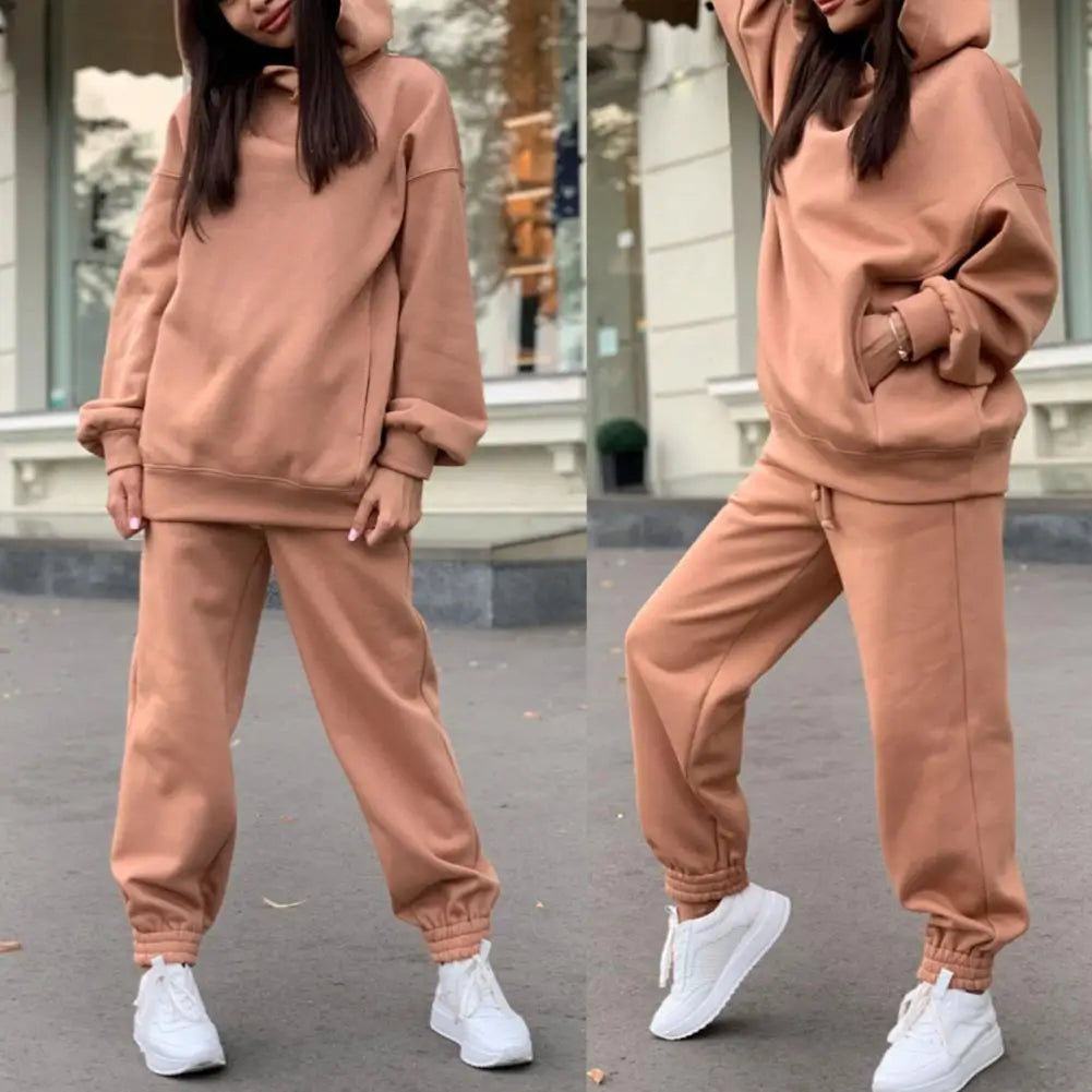 Hoodie pants set Tracksuit Women Outfit Sewing Suits Outfit Two Piece Jogging Set Velour Sweatshirt Hoodie Pants Suit Womens