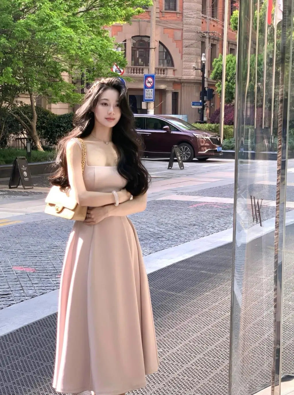 2024 Summer Solid Midi Dress Women French Elegant Holiday Party Dresses A-line Prom Robe Wedding Vestidos Ladies Clothes New