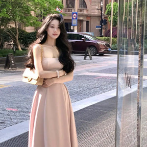 2024 Summer Solid Midi Dress Women French Elegant Holiday Party Dresses A-line Prom Robe Wedding Vestidos Ladies Clothes New