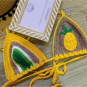 2024 Crochet Handmade Bikini Sets Sexy String Brazil Bathing Suit Swimsuit  Swimwear Boho Beachwear For Women Vacation Outfit