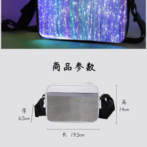 2024 Luminous LED Colorful Single-Shoulder Bags High Street Crossbody Bag Optical Fiber Fabric Fashion Square Bag 가방 сумка Bolso