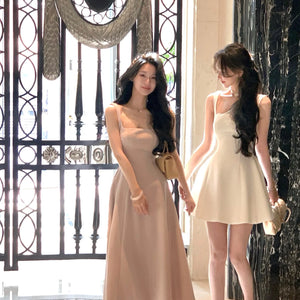 2024 Summer Solid Midi Dress Women French Elegant Holiday Party Dresses A-line Prom Robe Wedding Vestidos Ladies Clothes New