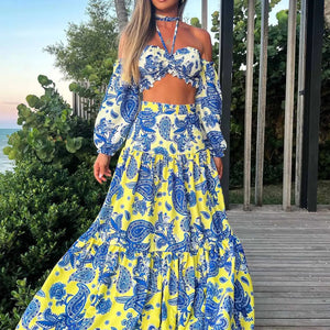 Dress Women Summer V Neck Spaghetti Strap Floral Sleeveless Casual Split Long Maxi Dress Halter Cover Up